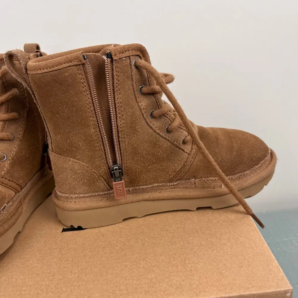 Ugg Kids' Neumel High Suede Sheepskin Chukka Boot Chestnut 13